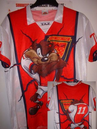 Arsenal Looney Tunes Taz Adult Small Football Soccer Shirt Jersey Top Vintage