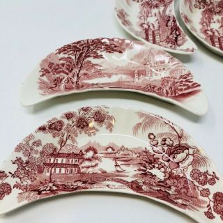 4 Royal Staffordshire Tonquin Pink Clarice Cliff Bone Dishes 6.  5” vtg 2