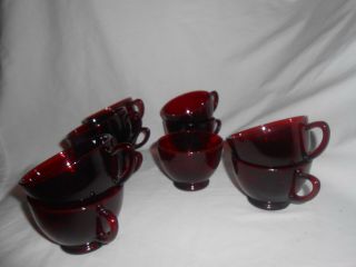 11 Vintage Anchor Hocking Royal Ruby Red Punch Tea Cups