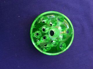 Vintage Green 13 Hole Glass Flower Arranging Frog Collectible Vase Good