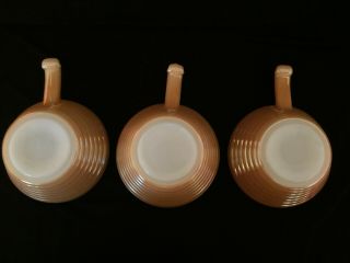 3 Vintage Fire King Oven Ware Handled Soup Chili Bowls BeeHive Peach Luster 3