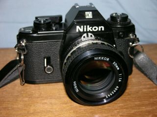 Nikon Em Black Camera With Nikon Nikkor 50mm F1.  4 Lens &