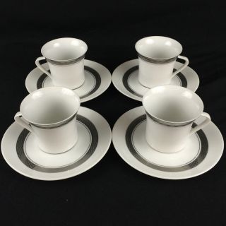 Set Of 4 Vtg Cups And Saucers By Mikasa Tempo - Seventy Fine China Mercury 5895