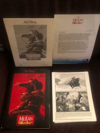 Vintage Mulan Disney Press Media Kit W/ Paperwork And Photos