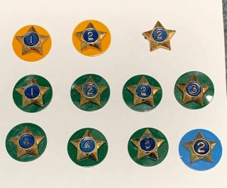 11 Cub & Boy Scout Service Star Year Pins 1960s Vintage Metal W/backs Exc