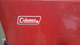 Vintage Coleman Red Metal Cooler Locking Bottle Opener Handles Steel 4