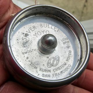 Vintage Tom Kuhn Custom Silver Bullet Yoyo W/leather Case Yo - Yo Smooth Long Spin