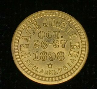 Vtg 1898 Philadelphia Pa Peace Jubilee Token Hk 643 Dove Olive Branch Medal Coin