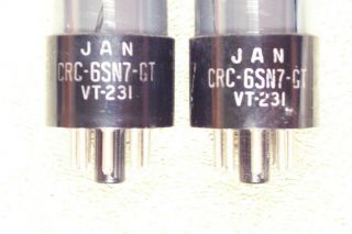 Two,  RCA,  VT - 231,  6SN7GT,  wartime,  smoked glass,  matching date pair 4,  6SN7GT 2
