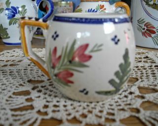 Vintage Hb Quimper France White & Blue Flowers Small Demitasse Cup 2 1/2 " Mug