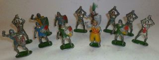 Assorted Timpo Vintage Lead Medieval Knights On Foot - 1950 