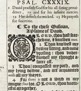 1634 King James Bible Leaf - Psalms 139 - H487 - Creation 6