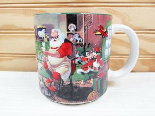 Vtg Disney Store Christmas Coffee Mug 1993 Mickey Mouse Cup Santa 