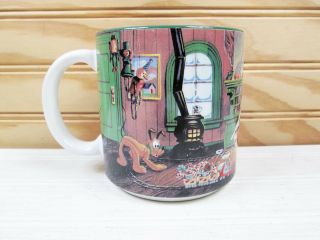 Vtg Disney Store Christmas Coffee Mug 1993 Mickey Mouse Cup Santa ' s Workshop 90s 4