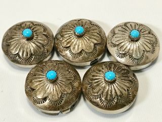 Vintage Yellowhorse Signed Button Covers Sterling Silver Set of 5 Navajo 2