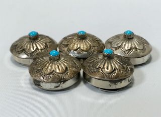 Vintage Yellowhorse Signed Button Covers Sterling Silver Set of 5 Navajo 4