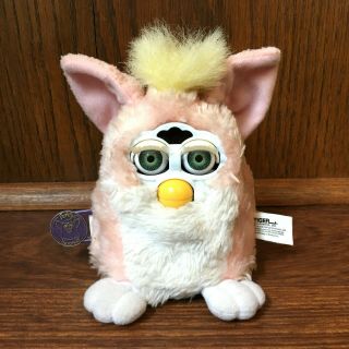 Pink & White W/ Yellow Hair Vintage Furby Babies Baby 1999 Tiger