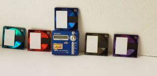 Sony Walkman Minidisc Player Recorder Mz - N707 Type R Blue Vintage With 5 Disks