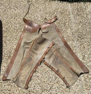 Vintage Mexican Charro Western Chaps Leather Ranch Cowboy Texas Hand