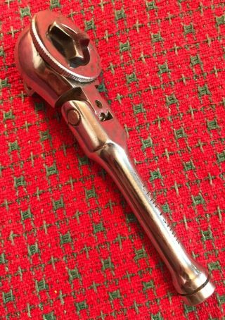 Vintage Craftsman 9 - 4378 3/8 Stubby Thumb Drive Flexhead Ratchet Wrench