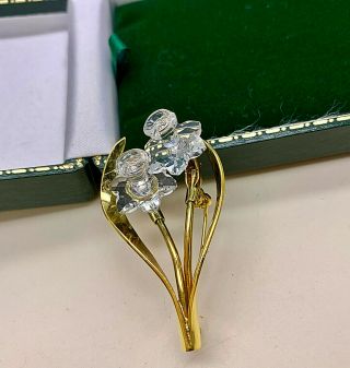 Vintage Jewellery Signed Swarovski Swan Logo Crystal Daffodil/flower Brooch/pin