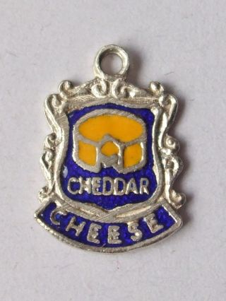 Cheddar Cheese Vintage Silver Enamel Travel Charm