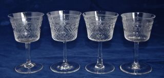 4 Vintage Pall Mall Lady Hamilty Squared Bowl Wine Or Water Glasses 11.  7cm/100ml