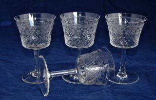 4 Vintage PALL MALL Lady Hamilty Squared Bowl Wine or Water Glasses 11.  7cm/100ml 2