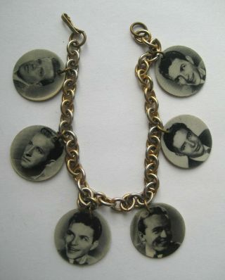 Vtg Black & White Photo Movie Star Charm Bracelet 1950 