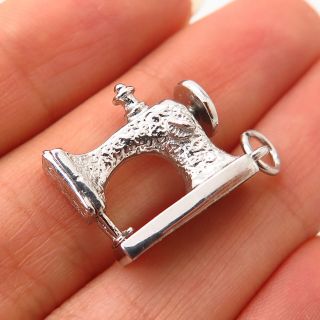 925 Sterling Vintage Old Stock " Singer " Table Sewing Machine Charm Pendant