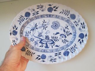 Blue Danube Onion China 12” Inch Oval Platter Serving Plate Vintage England