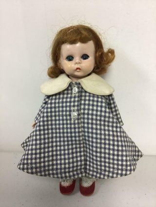 Vintage Madame Alexander Kin Doll With Tagged Gingham Coat