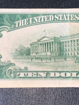 Vintage 1934 A Series $10 Dollar Bill Federal Reserve Boston MA Green Seal Note 7