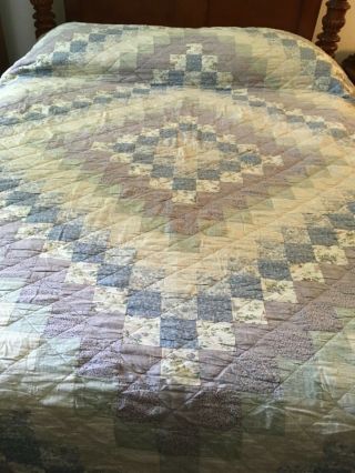 Vintage Cotton 2” Squares Design Pattern Patchwork Quilt 98” X 104”