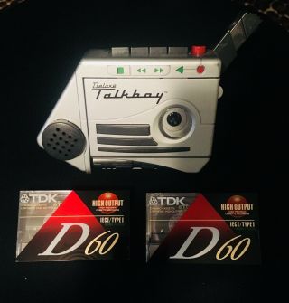 Vintage Deluxe Talkboy Cassette Tape Recorder With Two Cassettes.  Near