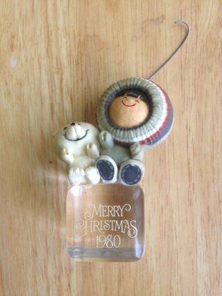 Vintage (1980) Hallmark Christmas ornament,  child and bear on 