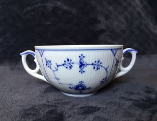 Vintage 1st Quality Royal Copenhagen Denmark Plain Blue Fluted Bouillon Cup