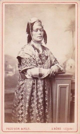 Vintage Carte De Visite Cdv Ethnographic Middle East Woman Algeria
