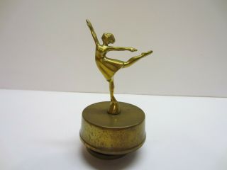 Vtg Brass Spinning Ballerina Dancer Music Box Sankyo Flambro