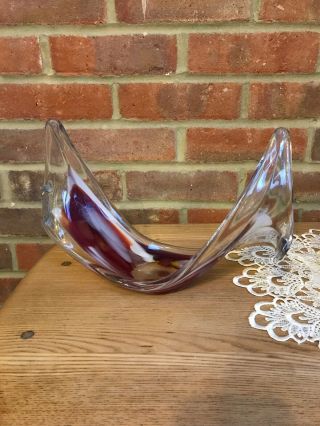 Vintage Retro Mid Century Murano Style Glass Dish Bowl Trinket