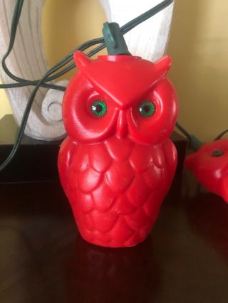 Vintage Retro NOMA Owl Party Lites String 7 Camping Rv Patio Blow Mold Lights 4