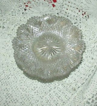 Vintage Sawtooth Rim Brilliant Cut Glass Period 7 1/4 In Plates Set 6