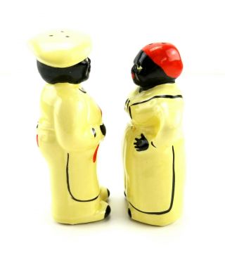 Vintage Black Americana Salty and Peppy Chef Yellow Salt and Pepper Shakers bt 3