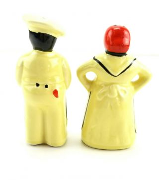 Vintage Black Americana Salty and Peppy Chef Yellow Salt and Pepper Shakers bt 4