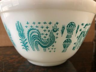 Vintage PYREX Mixing Bowl TURQUOISE on WHITE Amish Butterprint 1 1/2 Pint 401 5