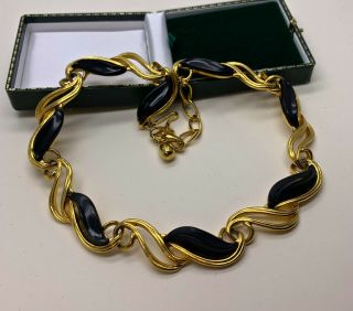 Vintage Jewellery Signed Trifari Black Bead Necklace