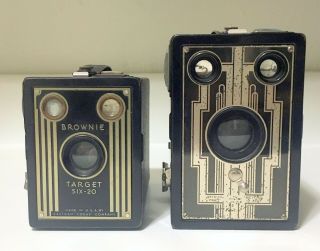 Vintage Kodak Brownie Target Six - 20 & Six - 16 Brownie Box Cameras