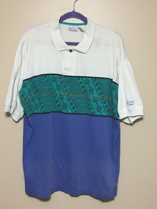 Mens 2xl Xxl Vintage Reebok Greg Norman Ss Golf Polo Shirt Euc Abstract Cotton