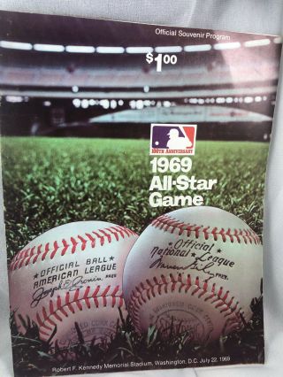 Vintage 1969 Mlb Baseball All Star Game Program Washington,  Dc.