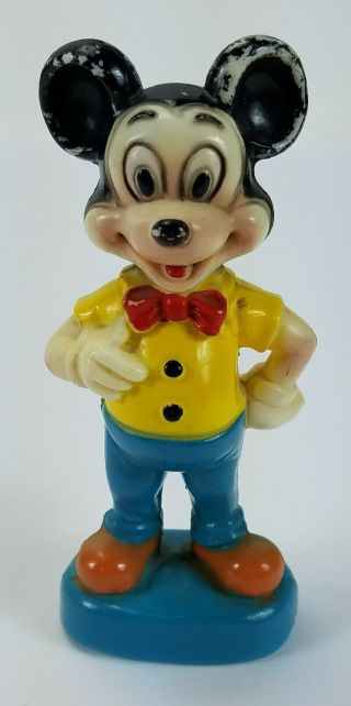 Vintage Walt Disney Productions Mickey Mouse Toy Figurine Made In Hong Kong